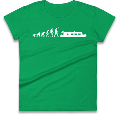 Human Evolution Canal boat Womens T Shirt