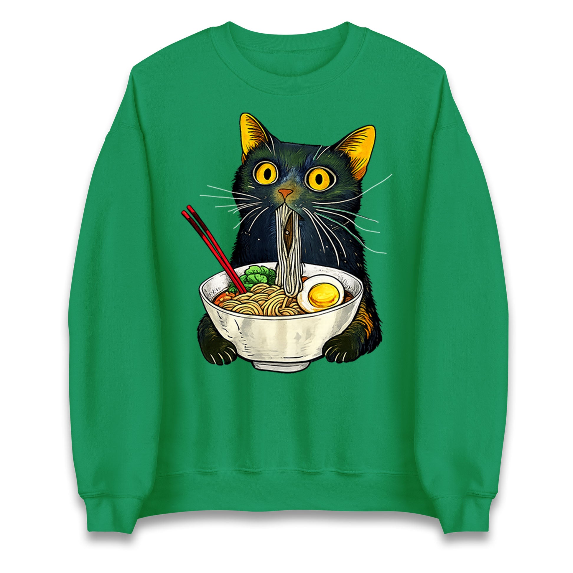 Ramen Noodle Black Cat Foodie Lover Meme Jumper