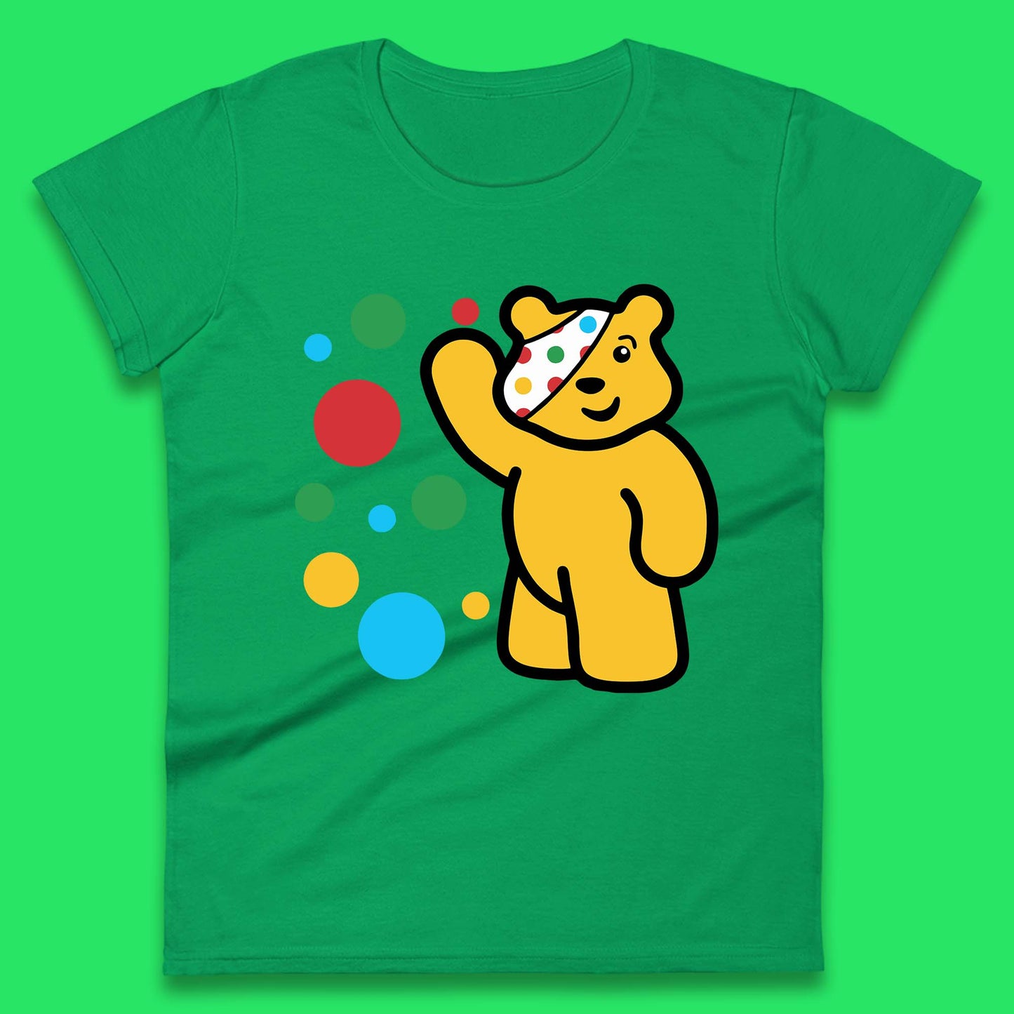 Spotty Pudsey Bear Hand Waving Dotty Spot Fundraising Children In Need Spotty Bear Spotty Day Womens Tee Top
