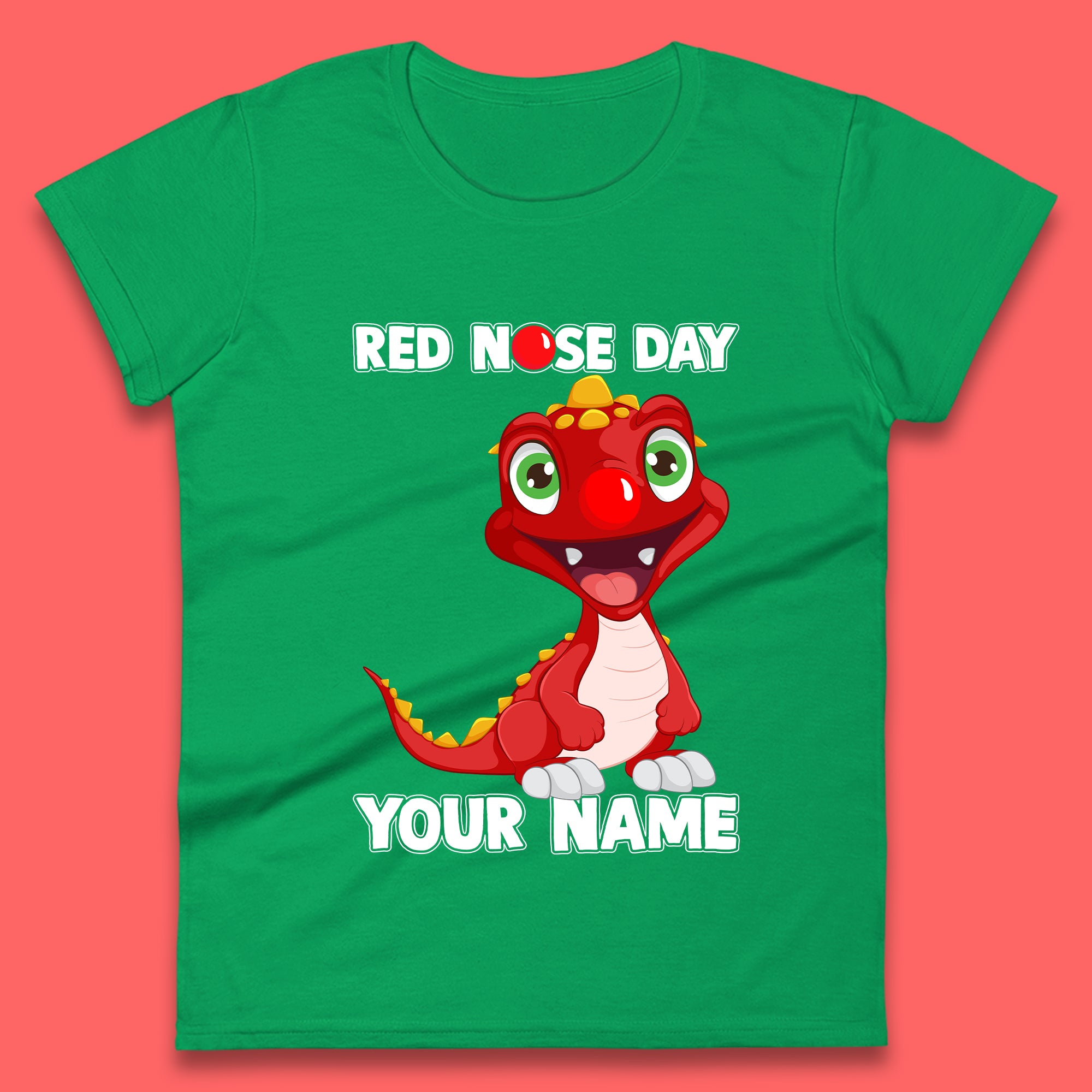 Personalised Red Nose Day Dragon Womens T-Shirt