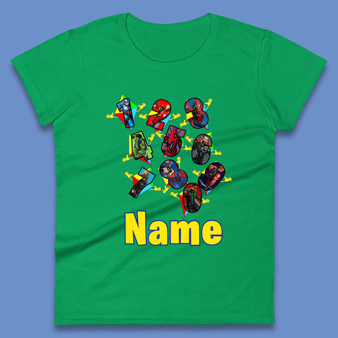 Personalised Number Day Superheroes Superheroes Womens T-Shirt