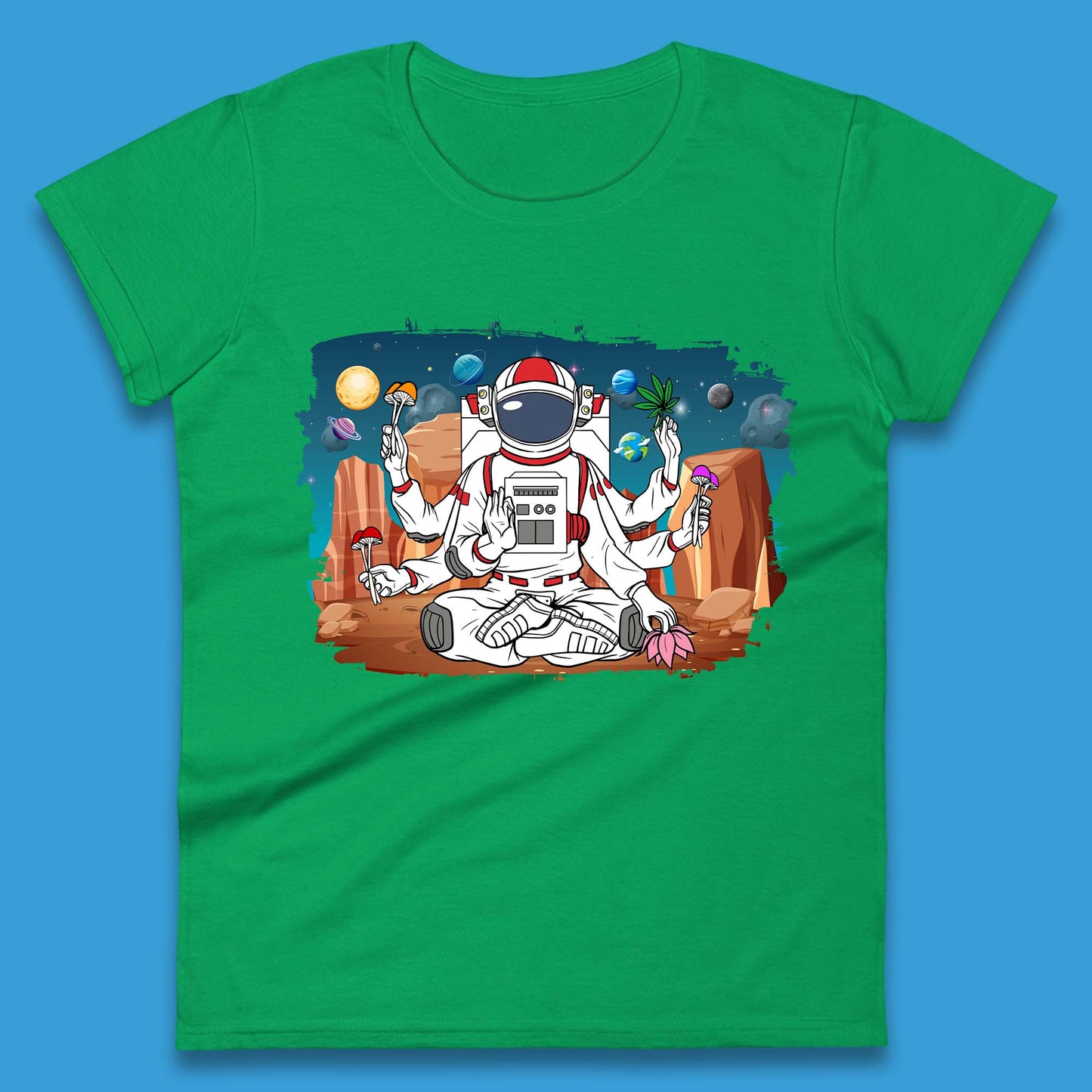 Meditating Astronaut Yoga Womens T-Shirt