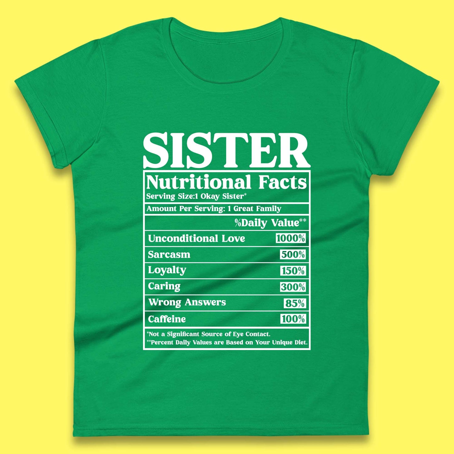 Sister Nutrition Facts  Womens T-Shirt