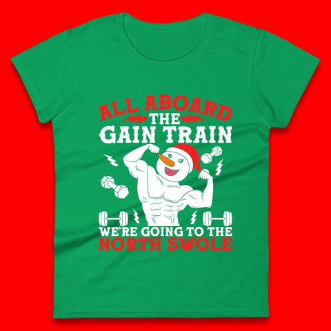 North Swole Snowman Christmas Gym Womens T-Shirt
