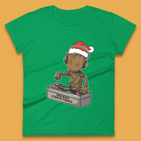 Baby Groot DJ Christmas Womens T-Shirt