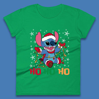 Happy Santa Stitch Christmas Womens T-Shirt