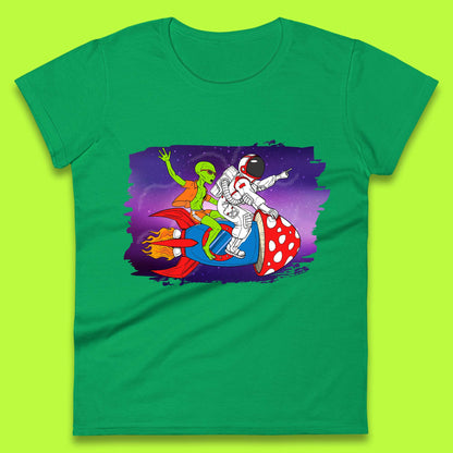 Alien & Astronaut Rocket Ship Womens T-Shirt