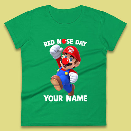 Personalised Super Mario Red Nose Day Womens T-Shirt