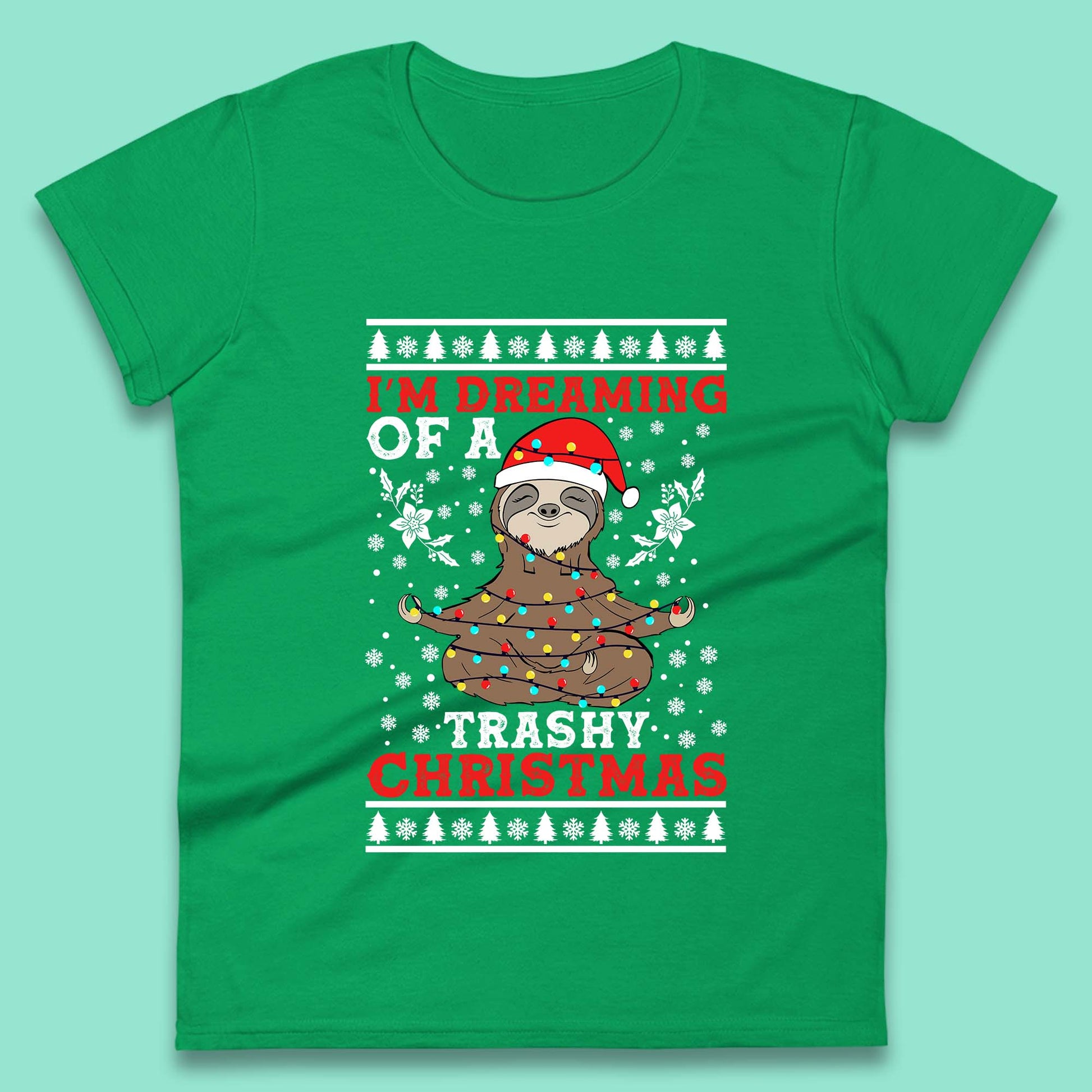 sloth christmas womens t shirt
