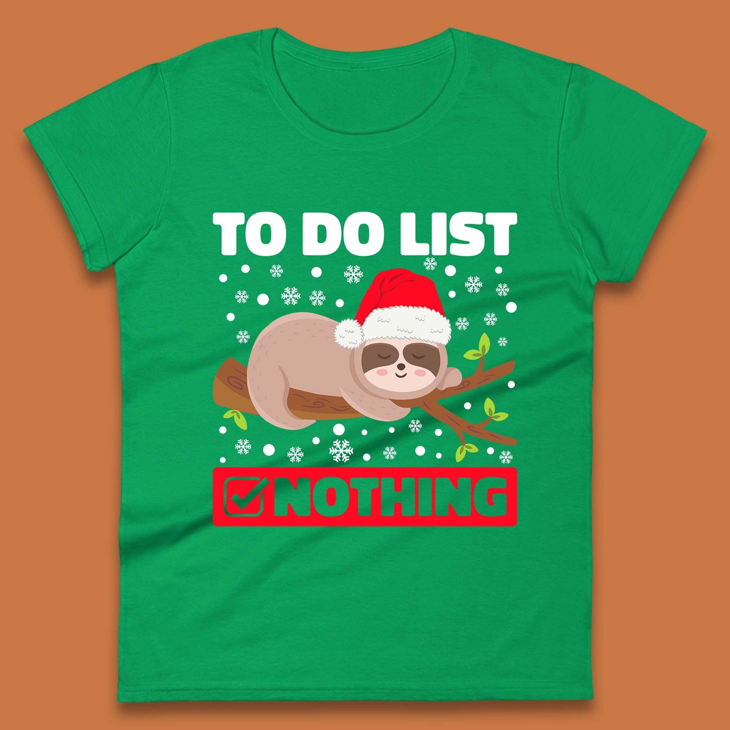 Lazy Sloth To Do List Christmas Womens T-Shirt
