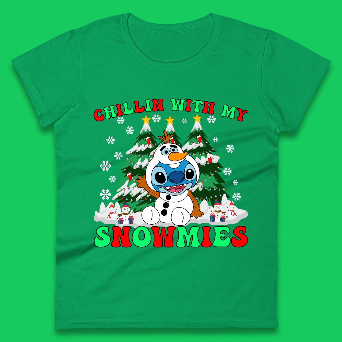 Snowman Stitch Christmas Womens T-Shirt