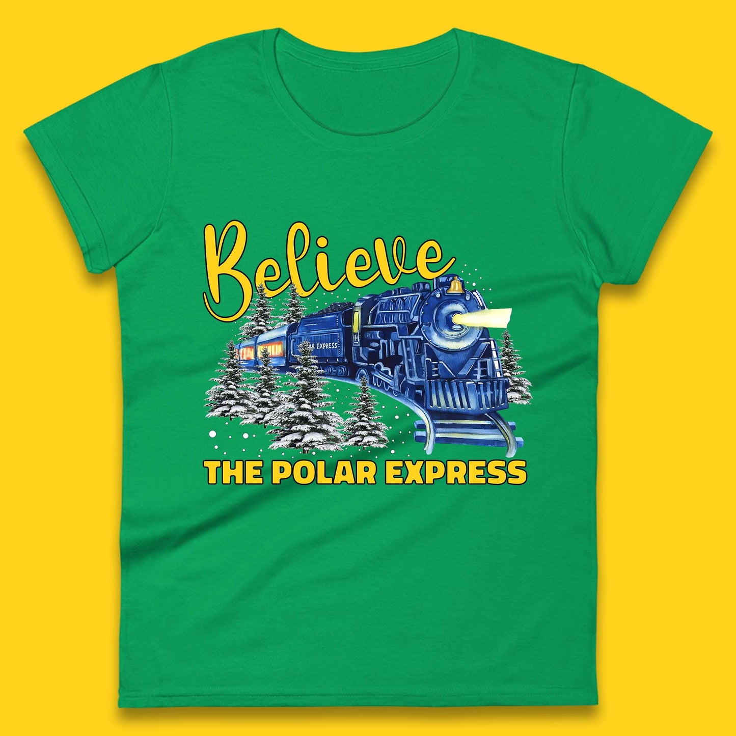 Believe The Polar Express Christmas Train Womens T-Shirt