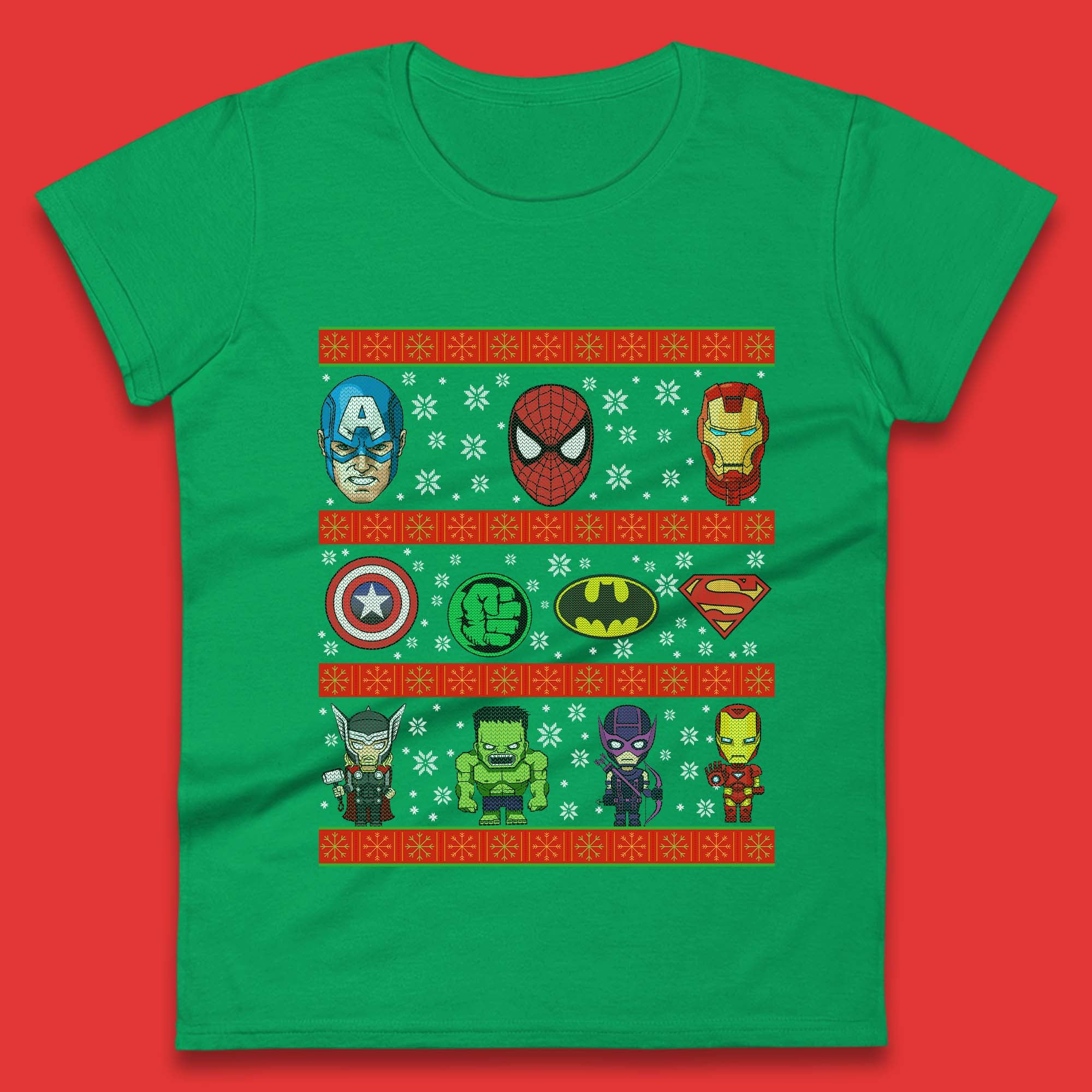 Avengers Superhero Christmas Womens T-Shirt