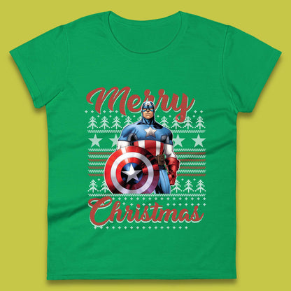 Captain America Christmas Womens T-Shirt