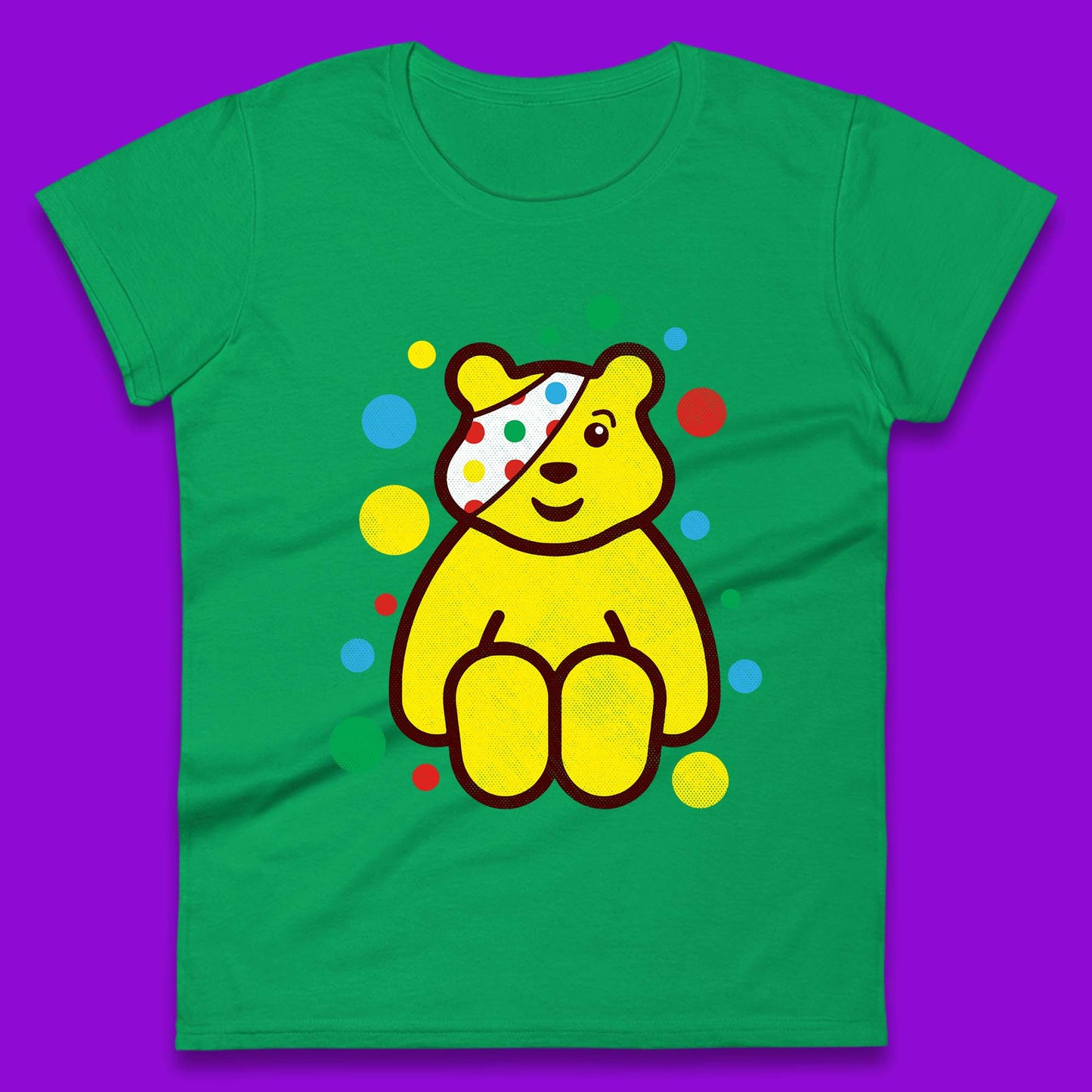 Children In Need Sitting Spotty Pudsey Bear Charity Raising Spotty Day Womens Tee Top