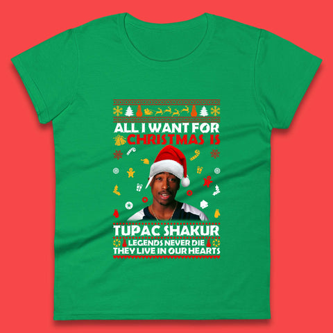 Tupac Shakur Christmas Womens T-Shirt