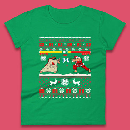 Jesus Vs Santa KO Christmas Womens T-Shirt