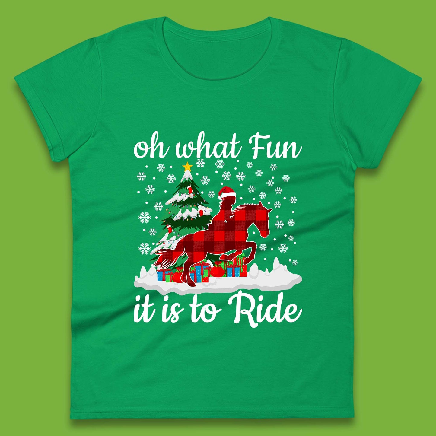 horse riding christmas womens t shirt