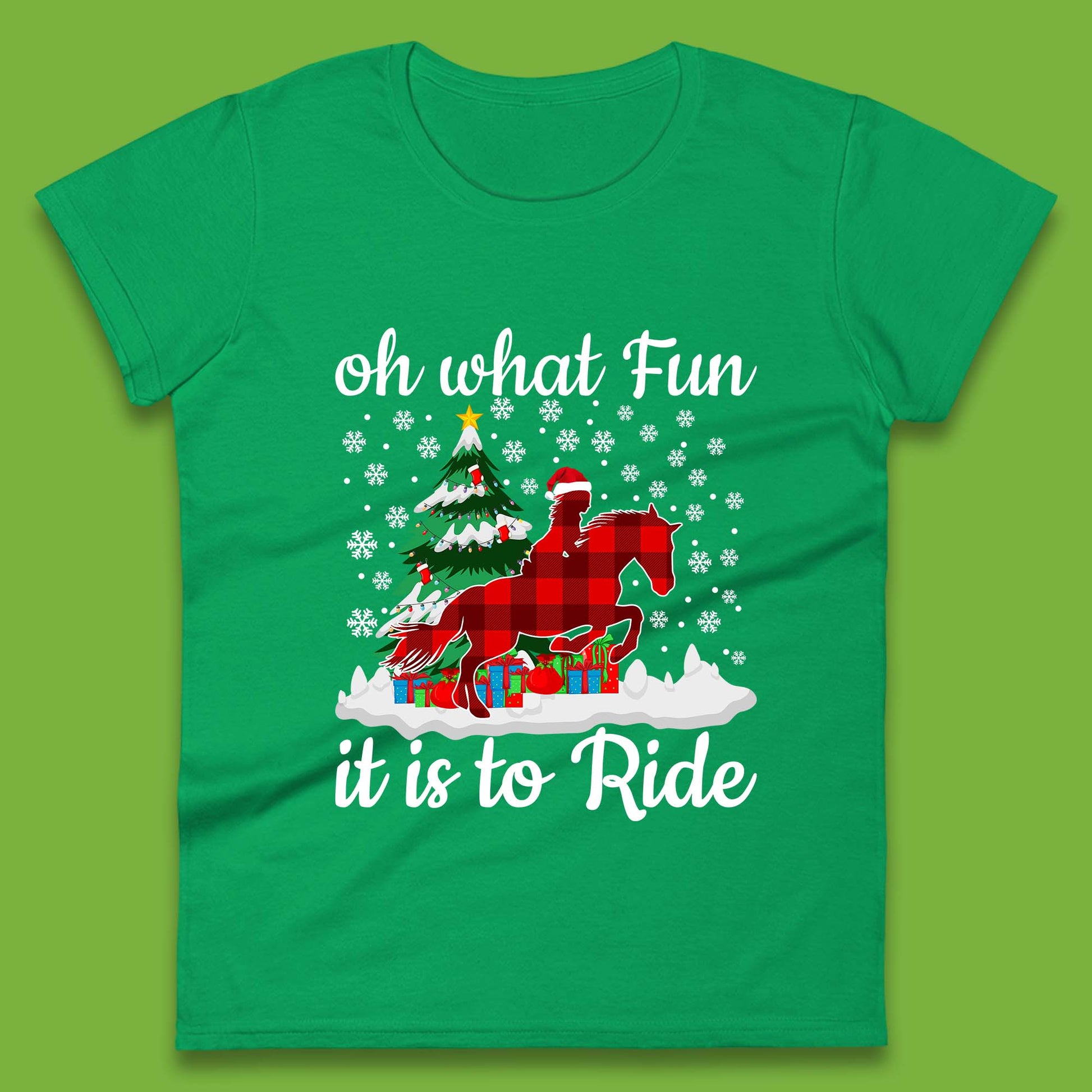 horse riding christmas womens t shirt