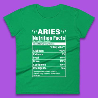 Aries Nutrition Fact Womens T-Shirt