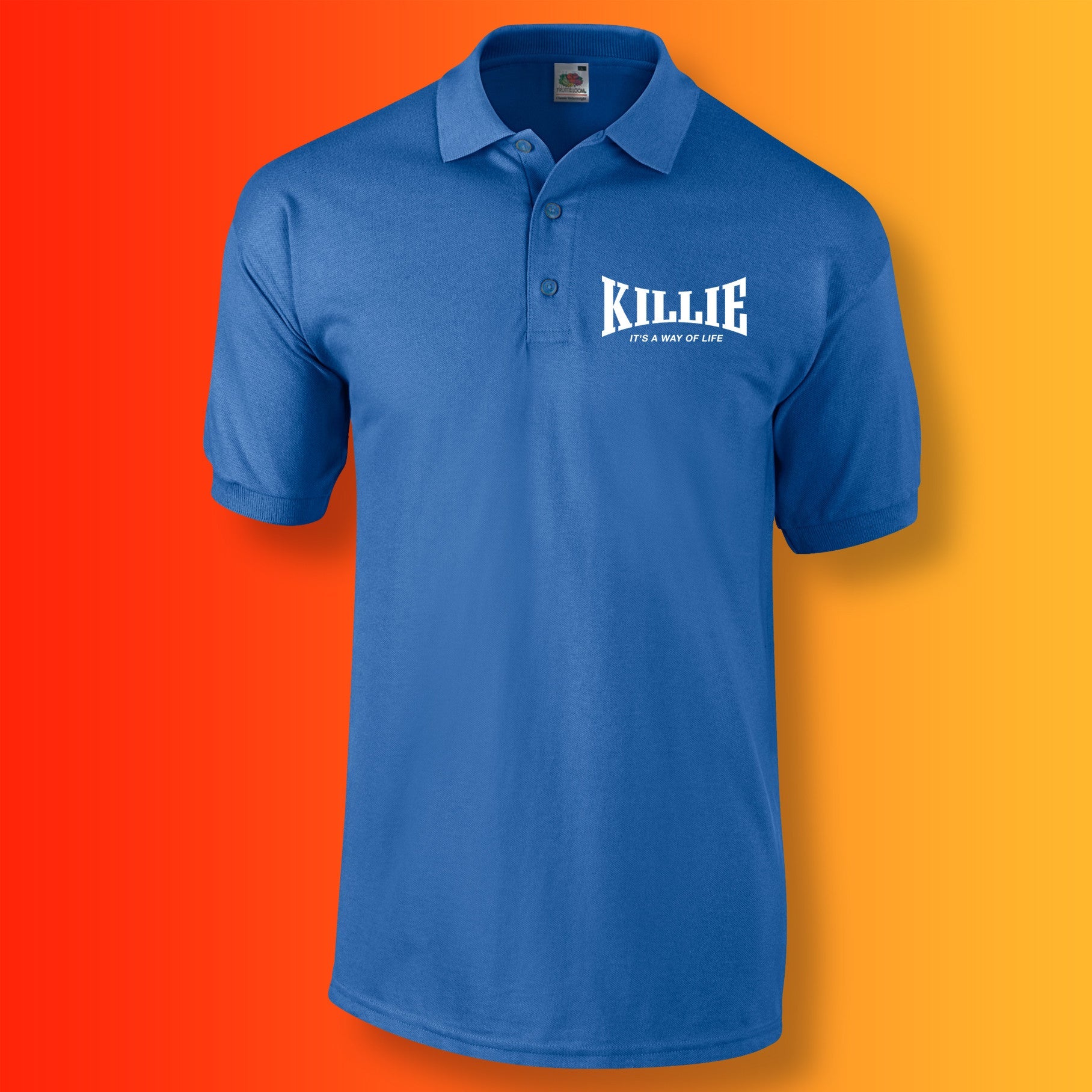 Killie Polo Shirt with It's a Way of Life Design Royal Blue