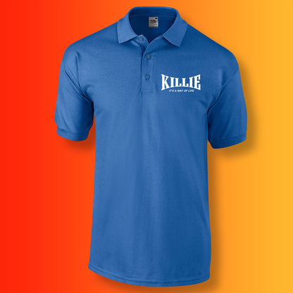 Killie Polo Shirt with It's a Way of Life Design Royal Blue