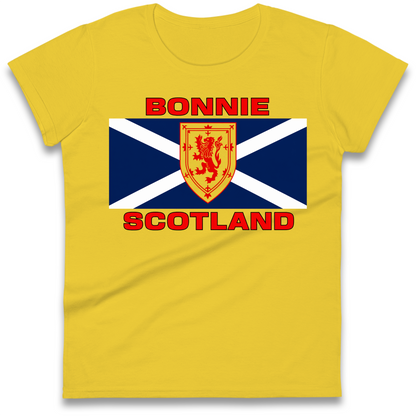 Bonnie Scotland Football Flag Ladies T Shirt