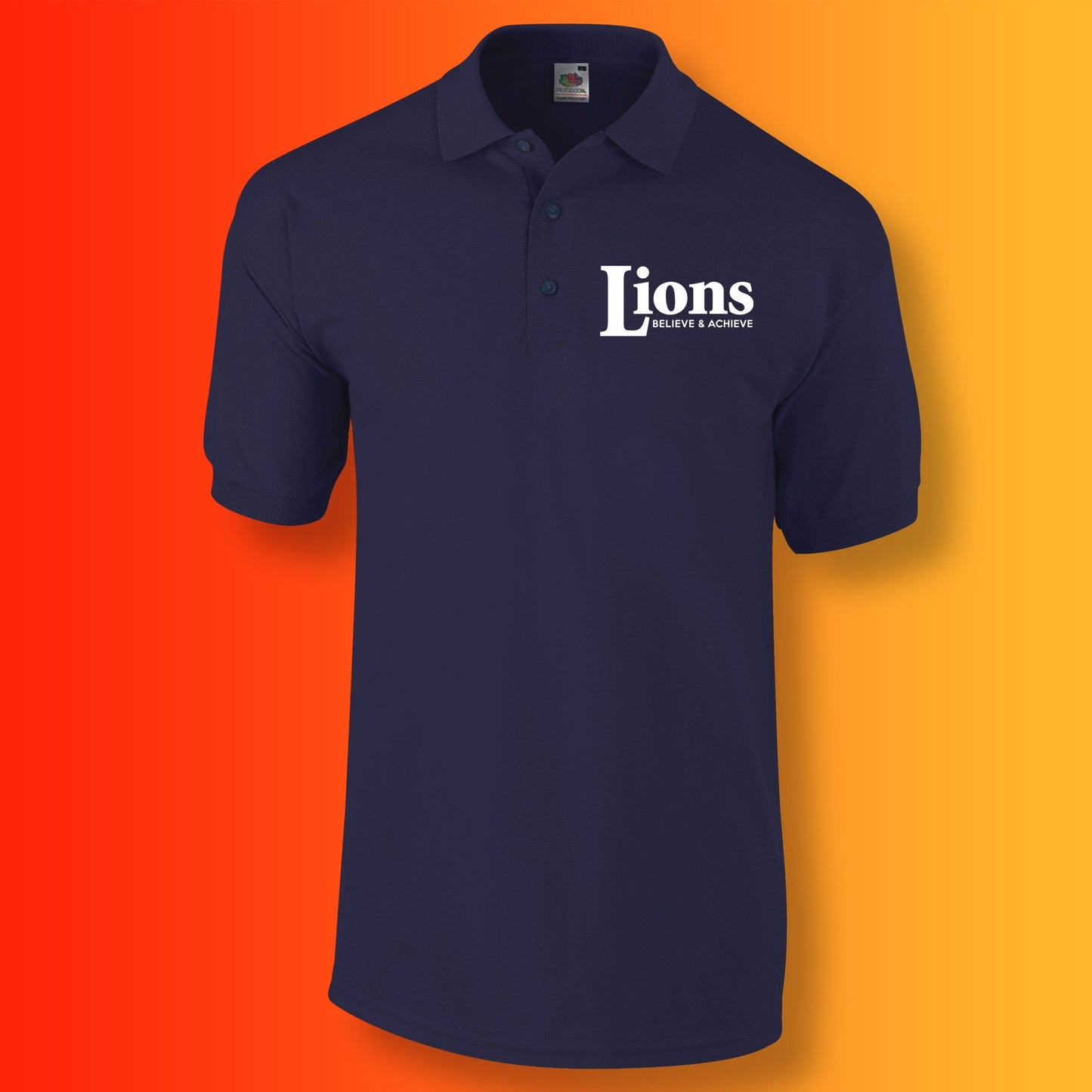 Lions Polo Shirt with Believe & Achieve Design Navy