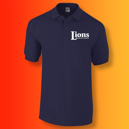 Lions Polo Shirt with Believe & Achieve Design Navy