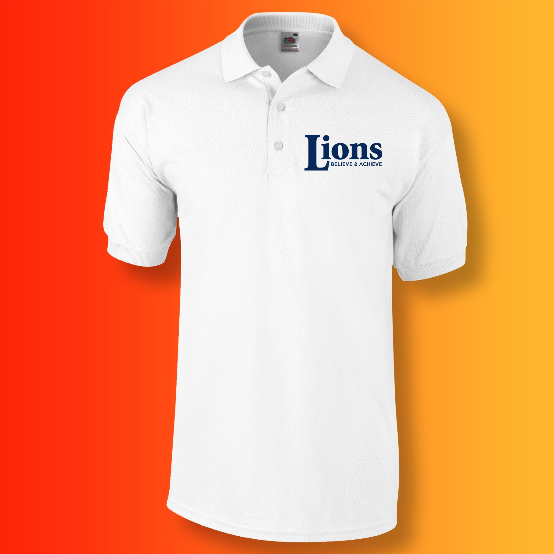 Lions Polo Shirt with Believe & Achieve Design White