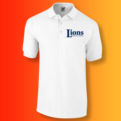 Lions Polo Shirt with Believe & Achieve Design White