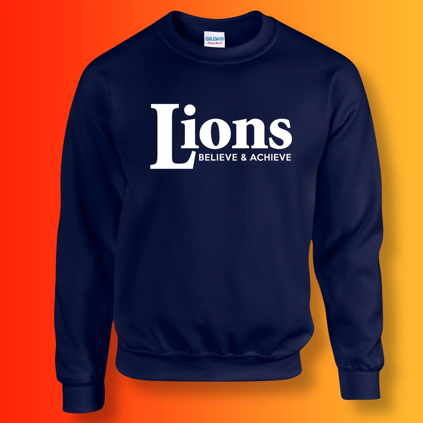 Lions Sweater with Believe & Achieve Design Navy