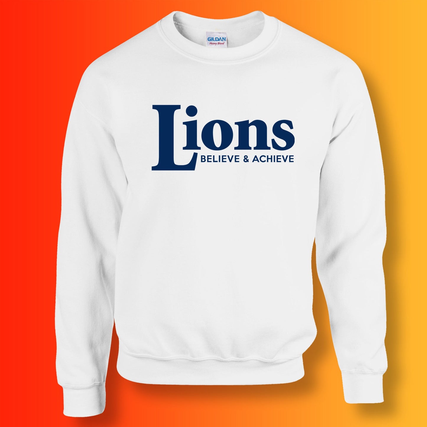 Lions Sweater with Believe & Achieve Design White