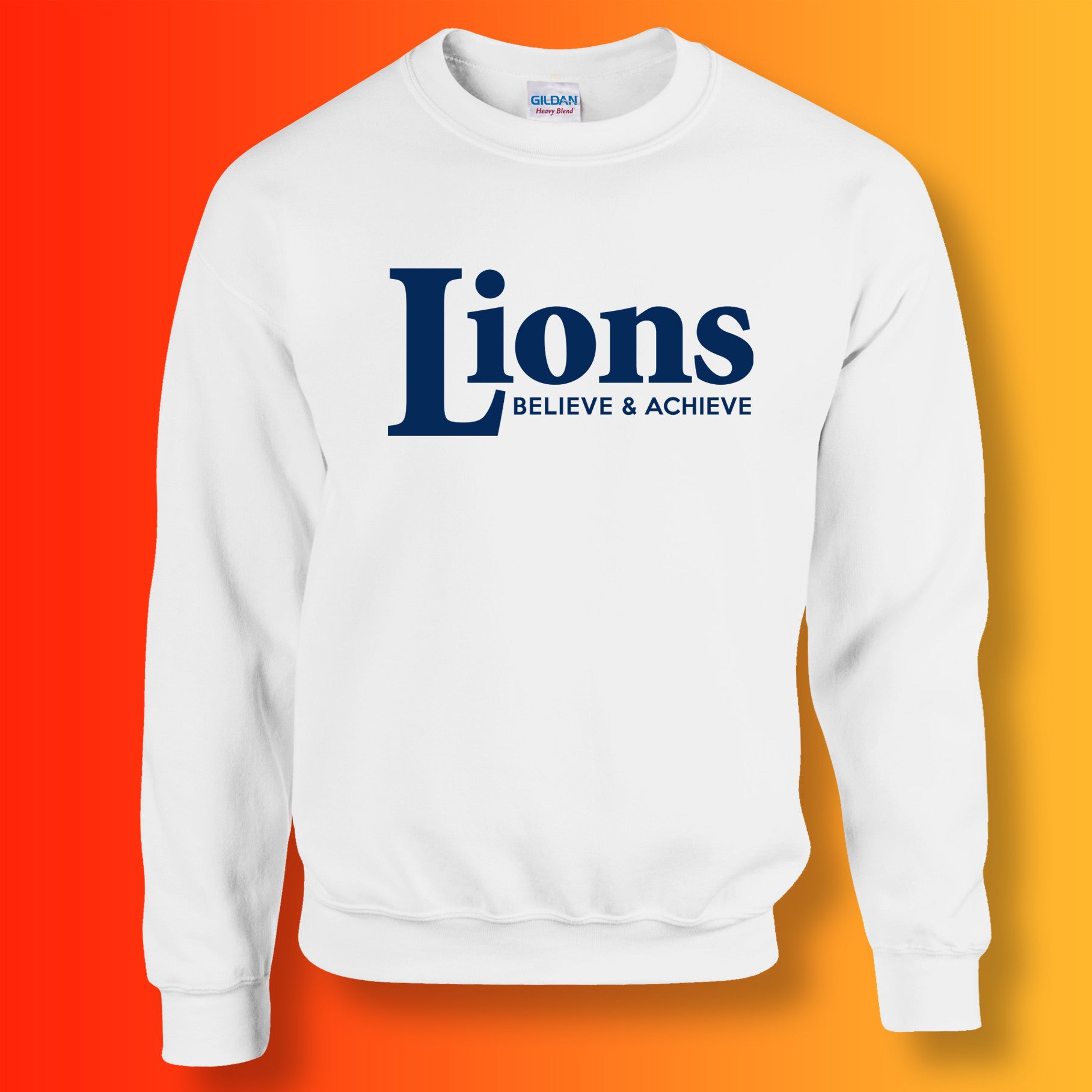 Lions Sweater with Believe & Achieve Design White