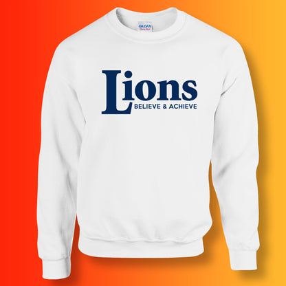 Lions Sweater with Believe & Achieve Design White