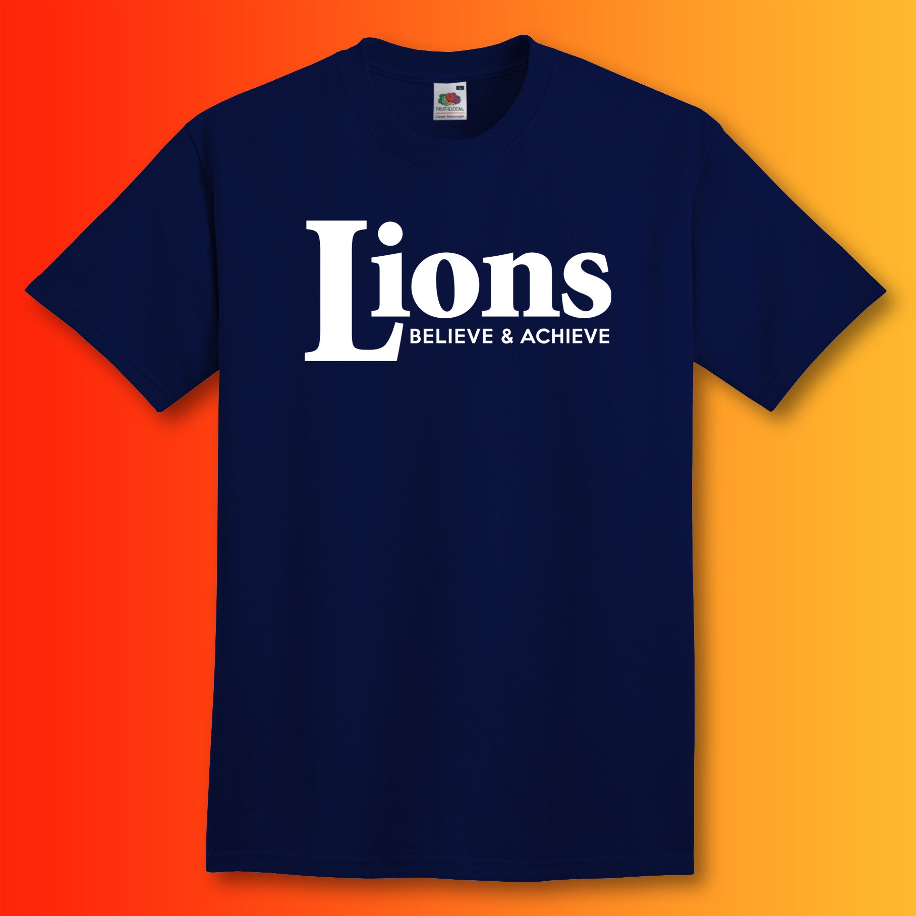 Lions Shirt with Believe & Achieve Design Deep Navy