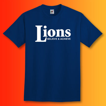 Lions Shirt with Believe & Achieve Design Navy