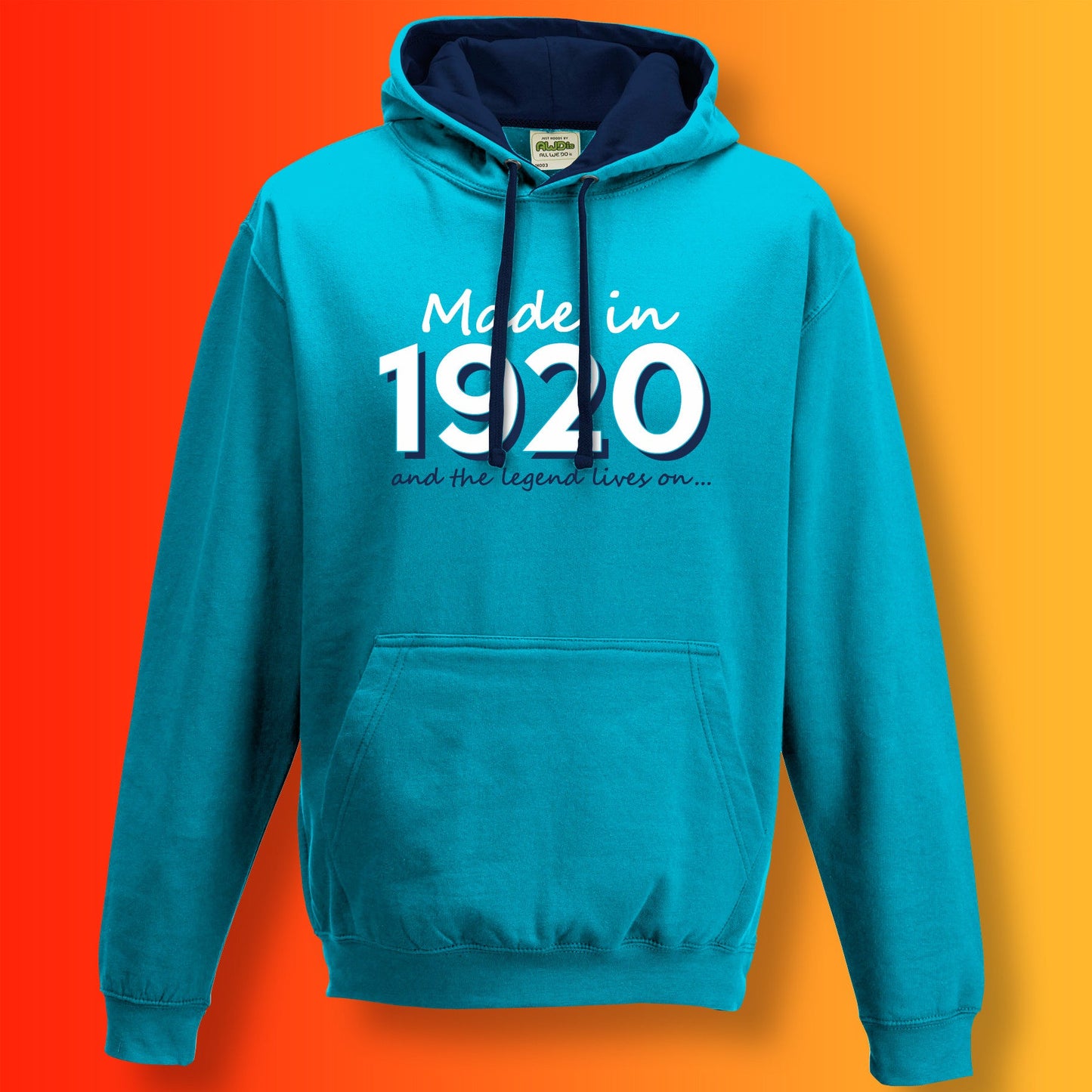 Made In 1920 and The Legend Lives On Hoodie Hawaiian Blue Oxford Blue