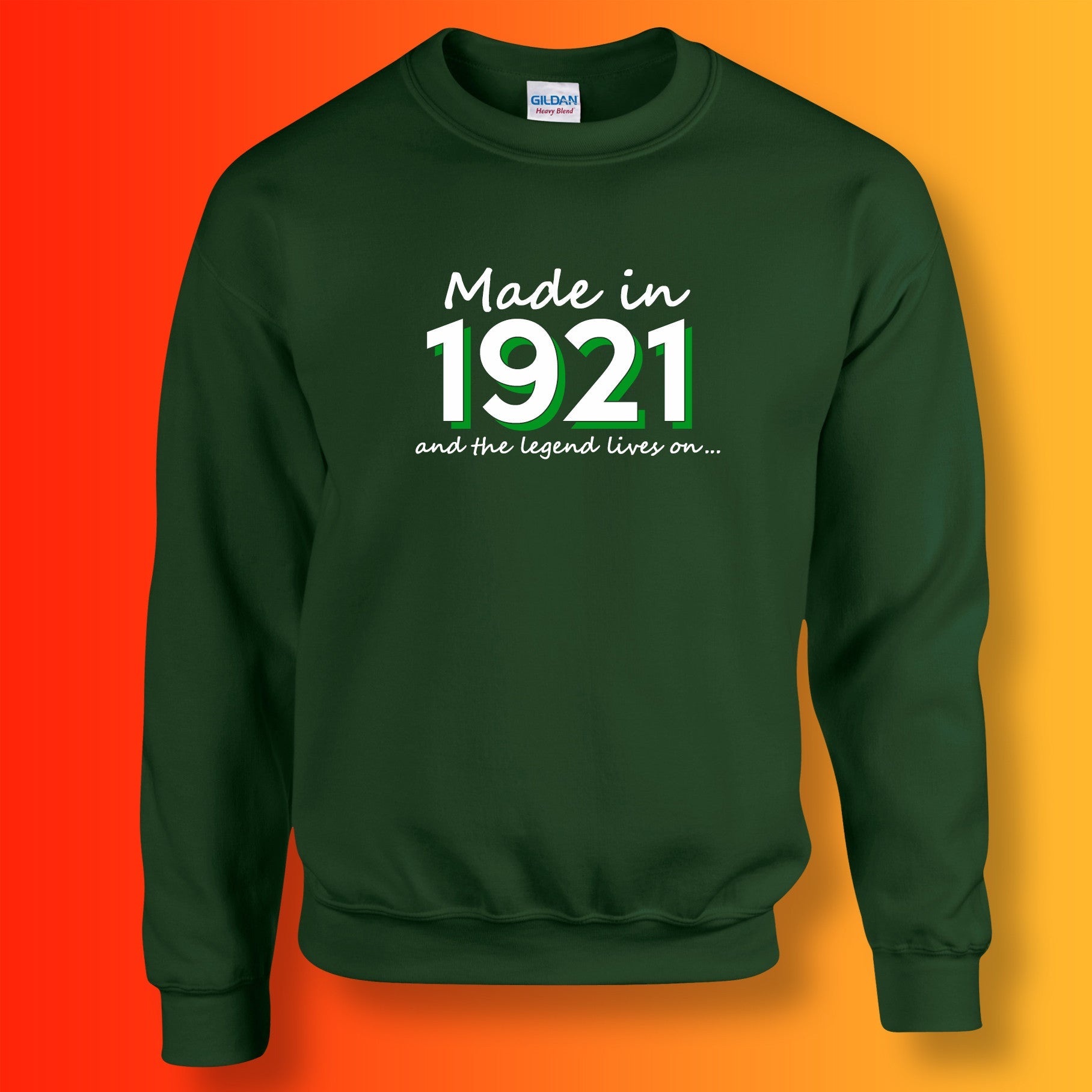 Made In 1921 and The Legend Lives On Sweater Bottle Green