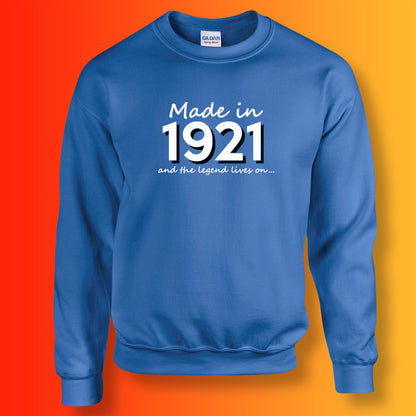 Made In 1921 and The Legend Lives On Sweater Royal Blue