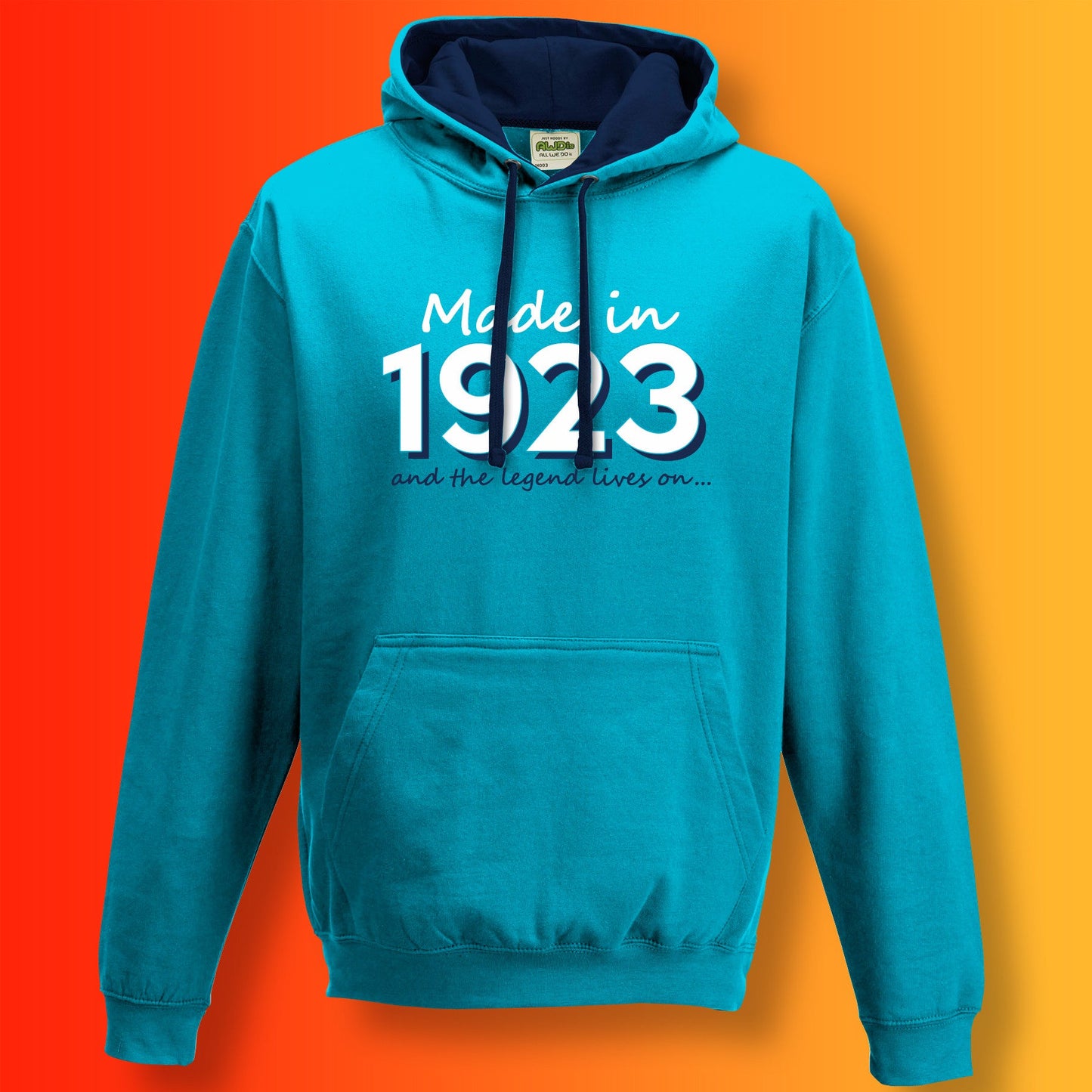 Made In 1923 and The Legend Lives On Hoodie Hawaiian Blue Oxford Blue