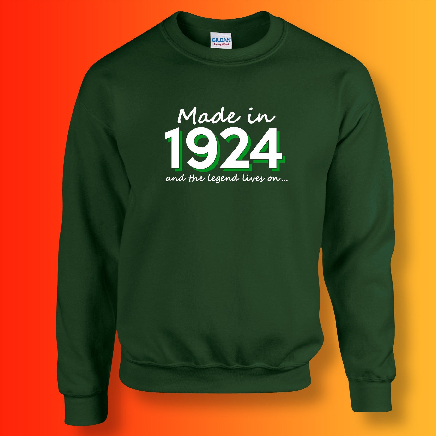 Made In 1924 and The Legend Lives On Sweater Bottle Green