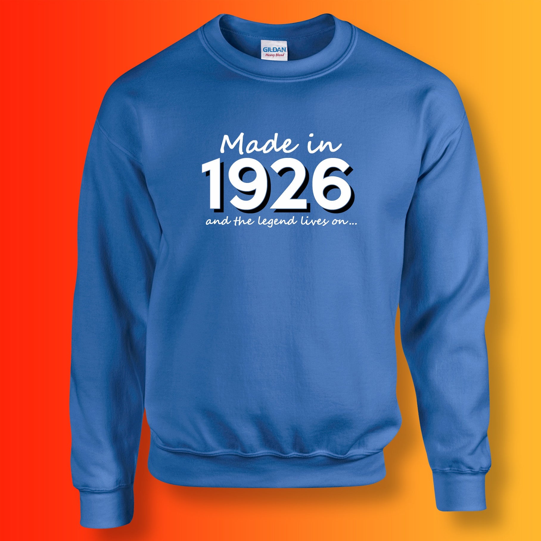 Made In 1926 and The Legend Lives On Sweater Royal Blue