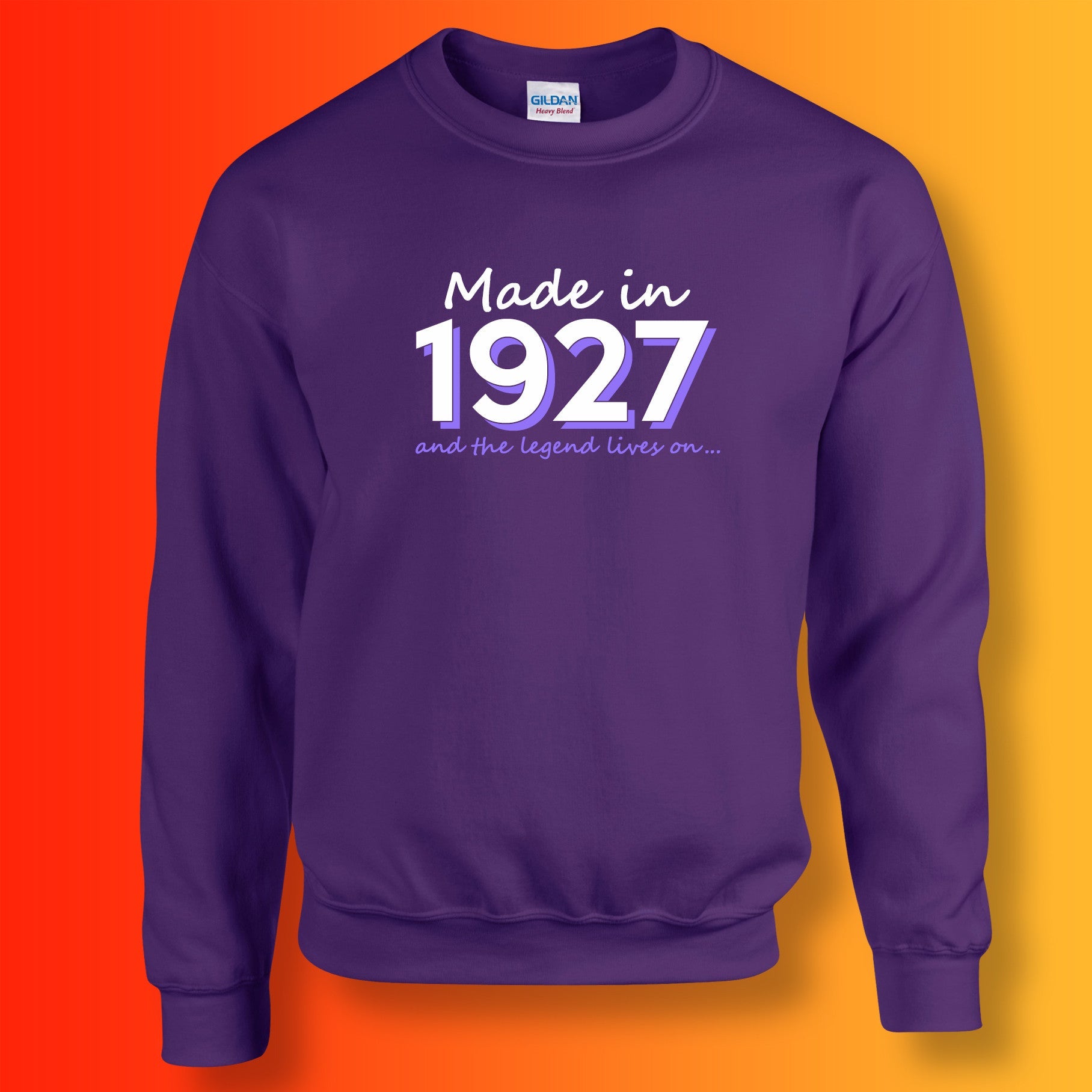 Made In 1927 and The Legend Lives On Sweater Purple