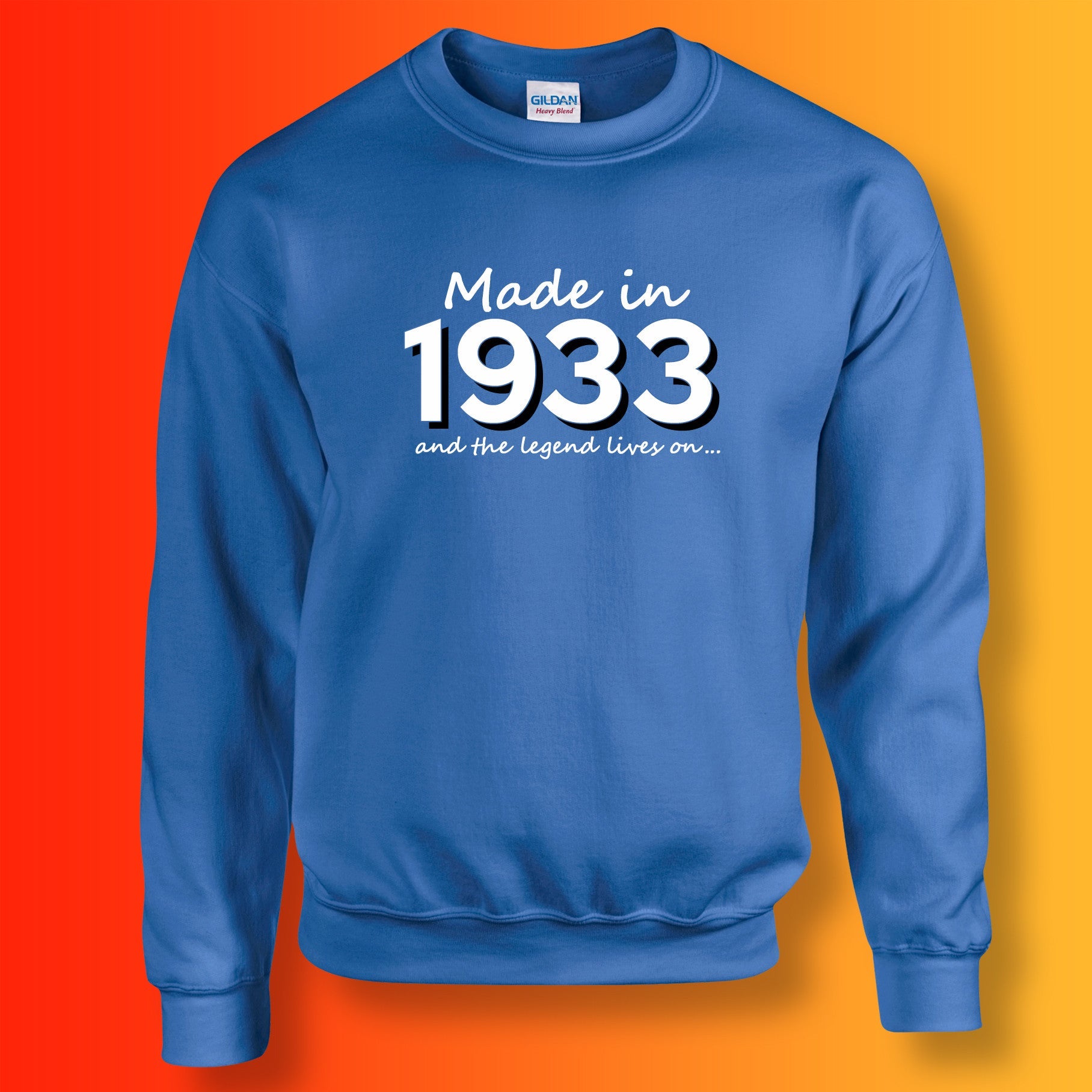 Made In 1933 and The Legend Lives On Sweater Royal Blue
