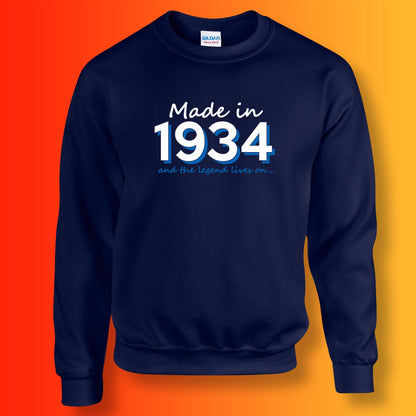 Made In 1934 and The Legend Lives On Sweater Navy