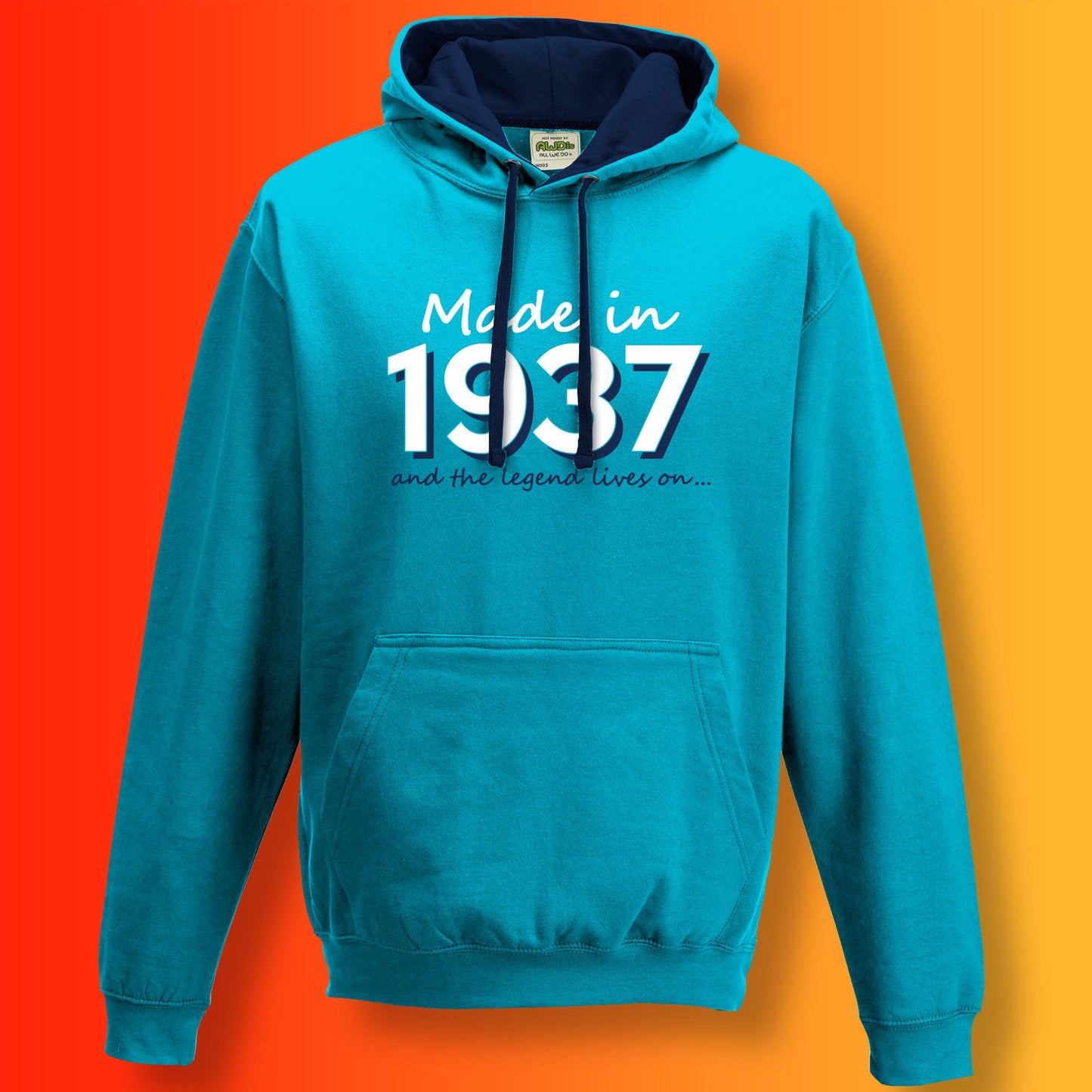 Made In 1937 and The Legend Lives On Hoodie Hawaiian Blue Oxford Blue