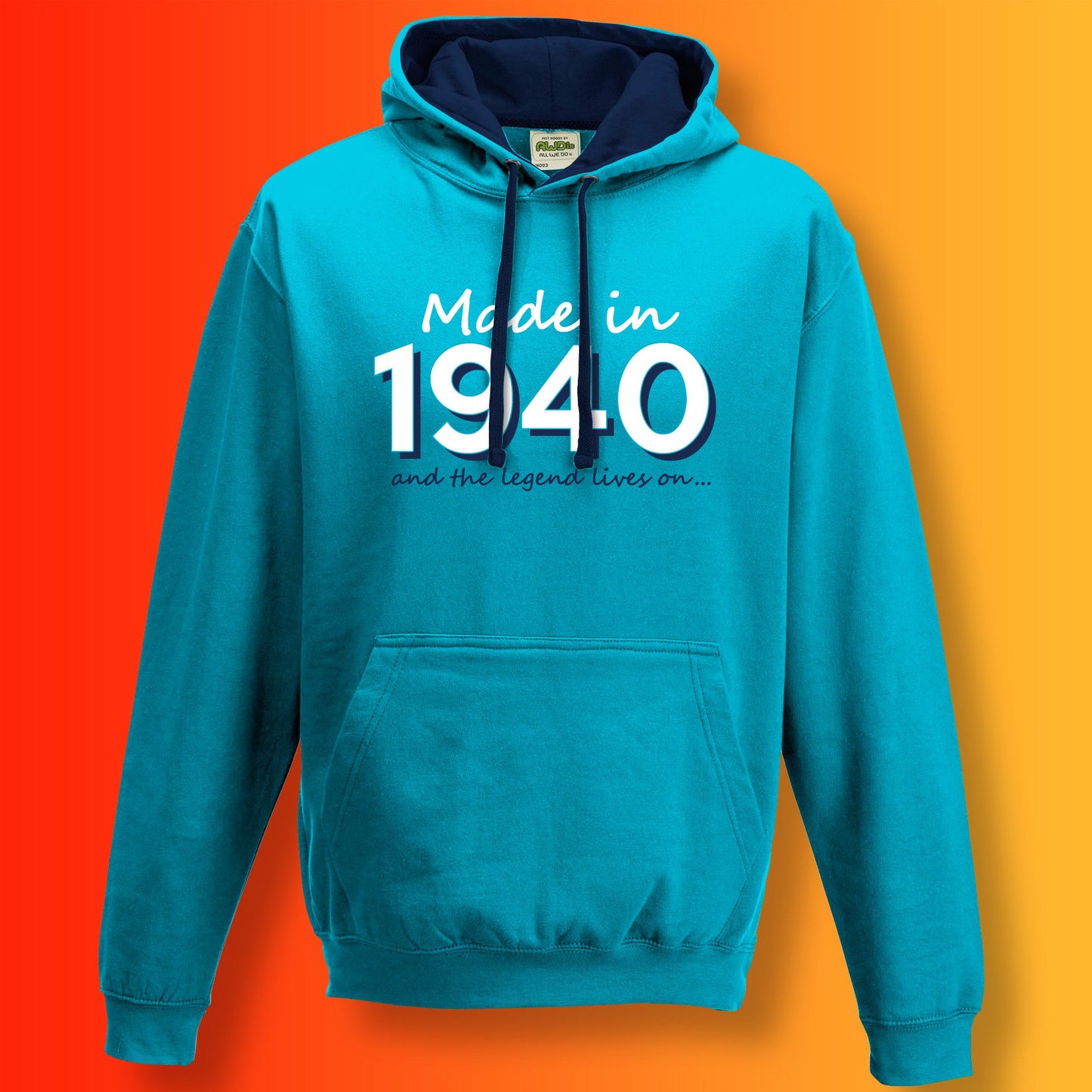 Made In 1940 and The Legend Lives On Hoodie Hawaiian Blue Oxford Blue