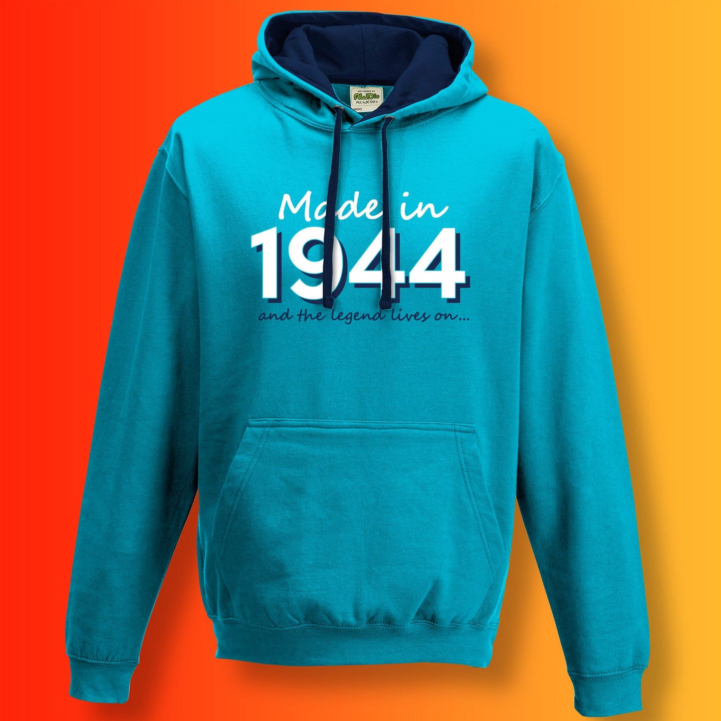 Made In 1944 and The Legend Lives On Hoodie Hawaiian Blue Oxford Blue