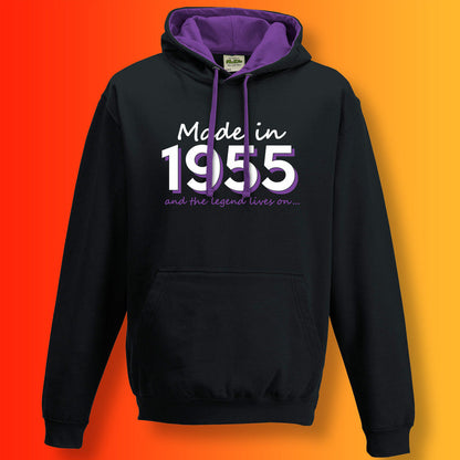Made In 1955 and The Legend Lives On Hoodie Jet Black Purple